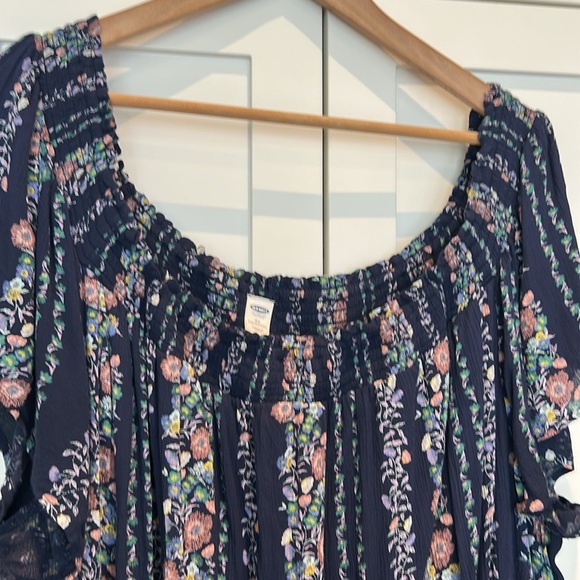 Old Navy Off the Shoulders Peasant Midi Dress Blue Floral Size 3X - Picture 5 of 16